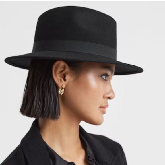 REISS Ally Wool Fedora Hat – Black – S/M – NWT - Picture 1 of 5